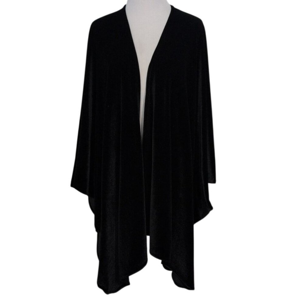 Vintage Cynthia Taylor Velvet Shawl Womens Large Black Stretch Evening USA Made